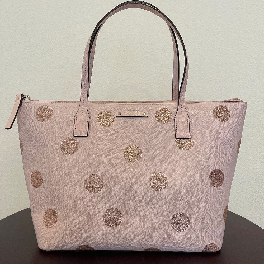 Kate Spade Pink Glitter Polka Dot Small Tote